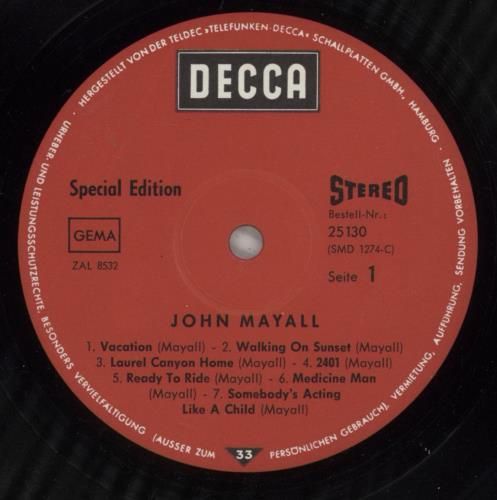 John Mayall John Mayall vinyl LP album (LP record) Swiss JOMLPJO889128