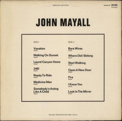 John Mayall John Mayall vinyl LP album (LP record) Swiss JOMLPJO889128