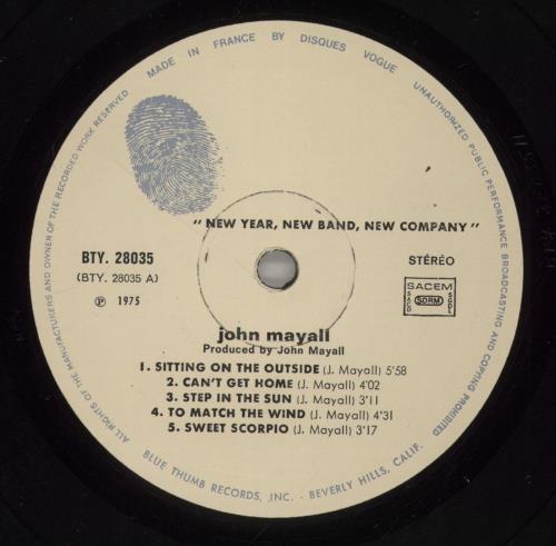 John Mayall New Year, New Band, New Company vinyl LP album (LP record) French JOMLPNE803729