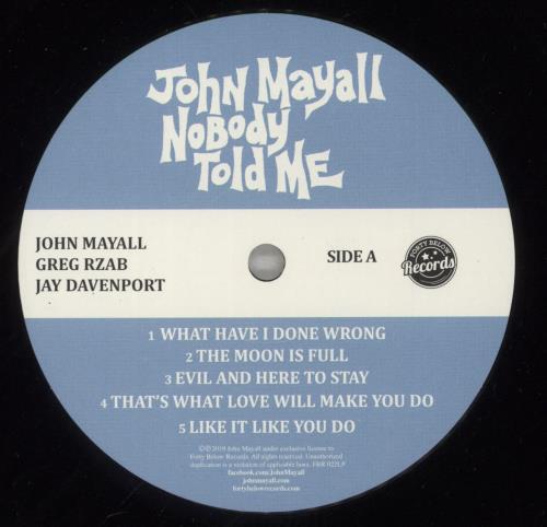 John Mayall Nobody Told Me vinyl LP album (LP record) UK JOMLPNO877828