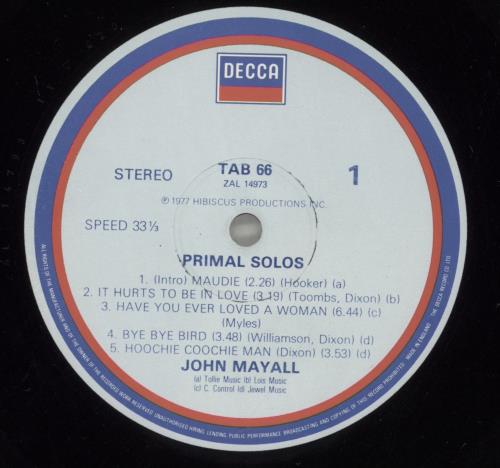John Mayall Primal Solos vinyl LP album (LP record) UK JOMLPPR337957