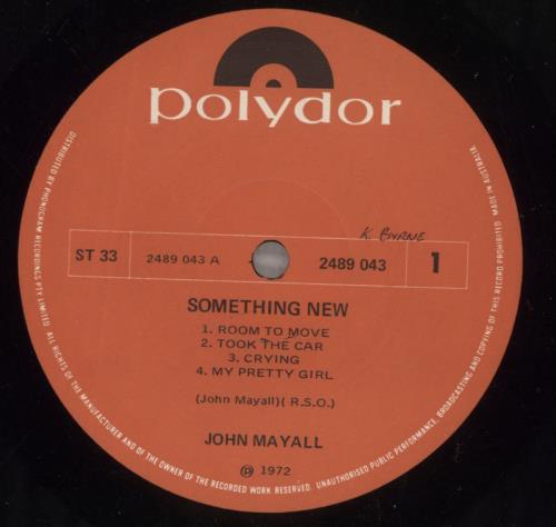 John Mayall Something New vinyl LP album (LP record) Australian JOMLPSO888042