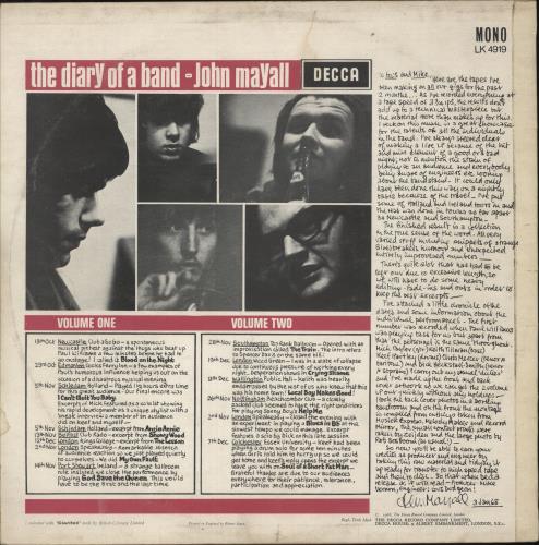 John Mayall The Diary Of A Band - Volume Two - VG vinyl LP album (LP record) UK JOMLPTH868335