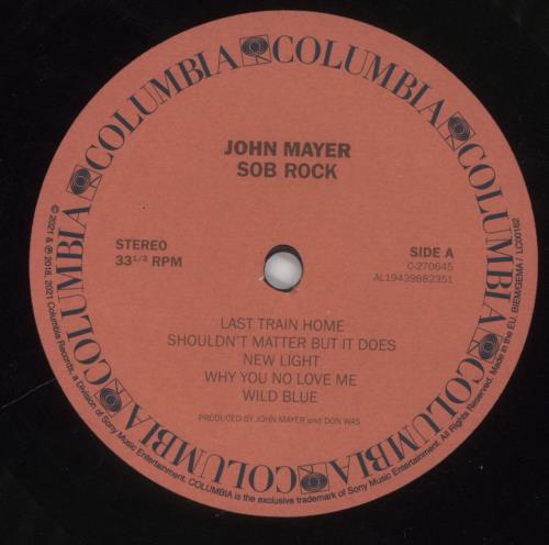 John Mayer Sob Rock vinyl LP album (LP record) UK J/MLPSO890954