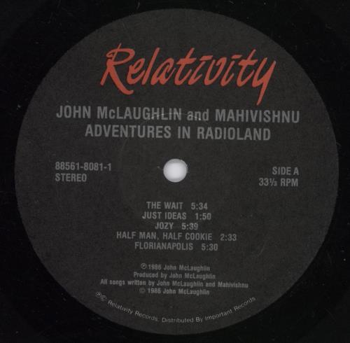 John McLaughlin Adventures In Radioland vinyl LP album (LP record) US JMLLPAD891772