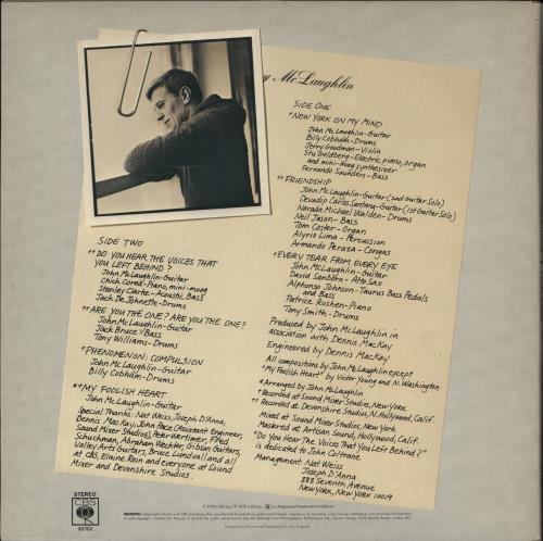 John McLaughlin Electric Guitarist vinyl LP album (LP record) UK JMLLPEL678151