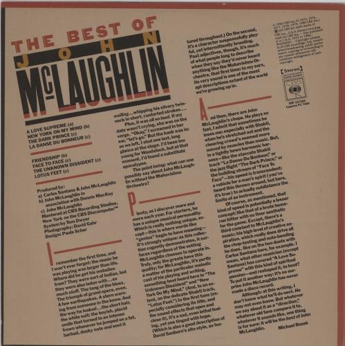 John McLaughlin The Best Of vinyl LP album (LP record) Australian JMLLPTH754619