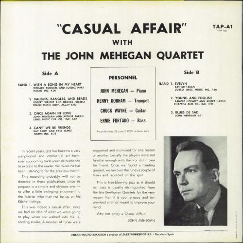 John Mehegan Casual Affair vinyl LP album (LP record) Spanish 5SILPCA804934