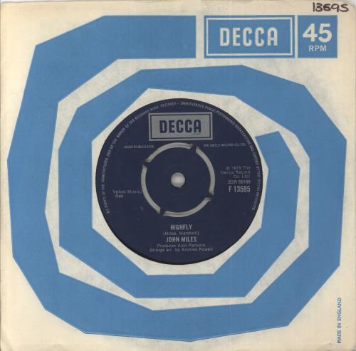 John Miles Highfly 7" vinyl single (7 inch record / 45) UK JMI07HI414356