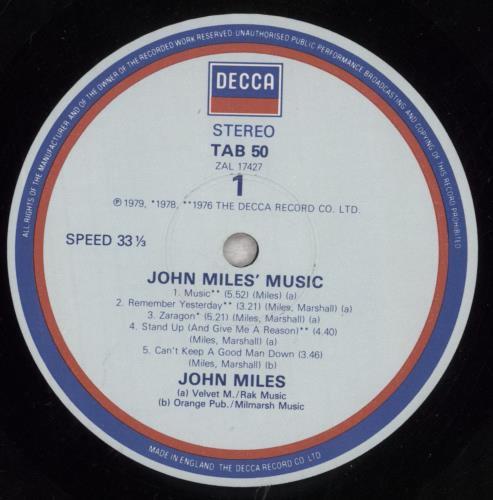 John Miles John Miles' Music vinyl LP album (LP record) UK JMILPJO499453