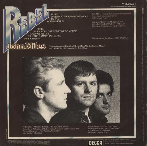 John Miles Rebel vinyl LP album (LP record) UK JMILPRE613666