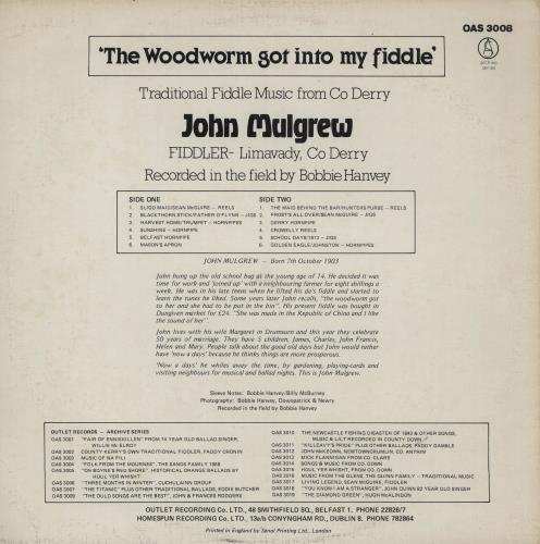 John Mulgrew The Woodworm Got Into My Fiddle vinyl LP album (LP record) UK 2T1LPTH759735