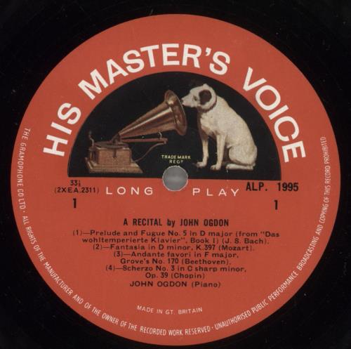 John Ogdon A Recital By John Ogdon vinyl LP album (LP record) UK J57LPAR887445
