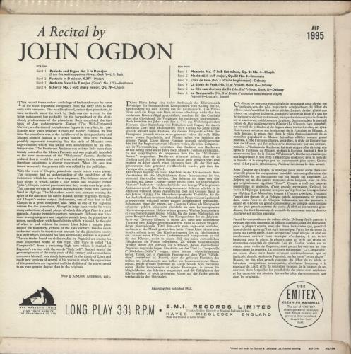 John Ogdon A Recital By John Ogdon vinyl LP album (LP record) UK J57LPAR887445