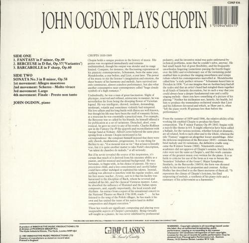 John Ogdon John Ogdon plays Chopin vinyl LP album (LP record) UK J57LPJO723231