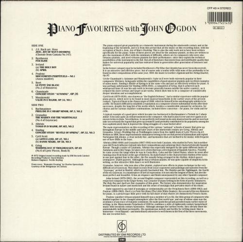John Ogdon Piano Favoirites With John Ogdon vinyl LP album (LP record) UK J57LPPI723320