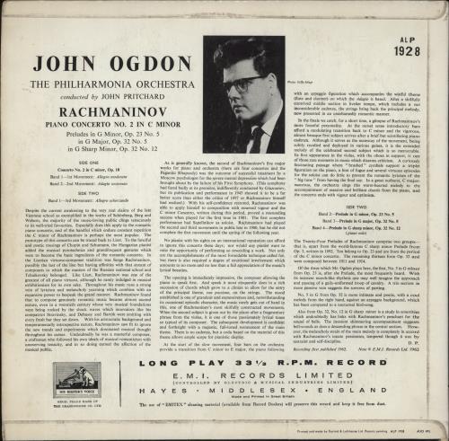 John Ogdon Rachmaninov Piano Concerto No. 2 in C Minor vinyl LP album (LP record) UK J57LPRA864012