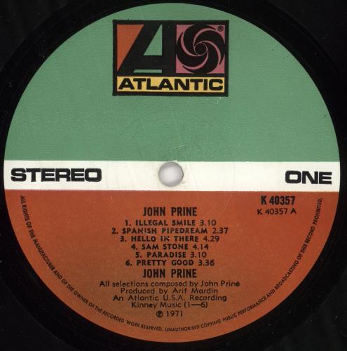 John Prine John Prine - 1st vinyl LP album (LP record) UK PRNLPJO591862