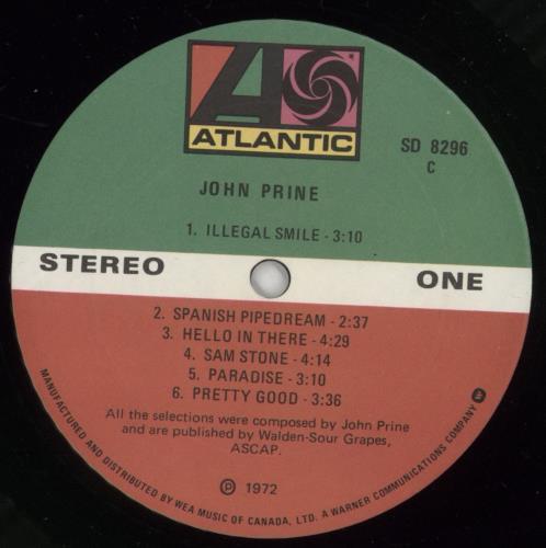 John Prine John Prine vinyl LP album (LP record) Canadian PRNLPJO864304