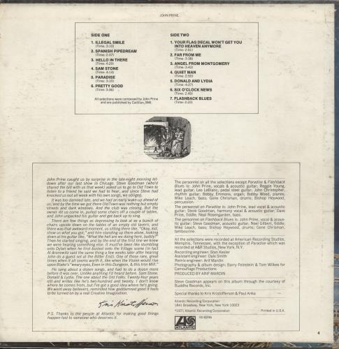 John Prine John Prine vinyl LP album (LP record) US PRNLPJO883955
