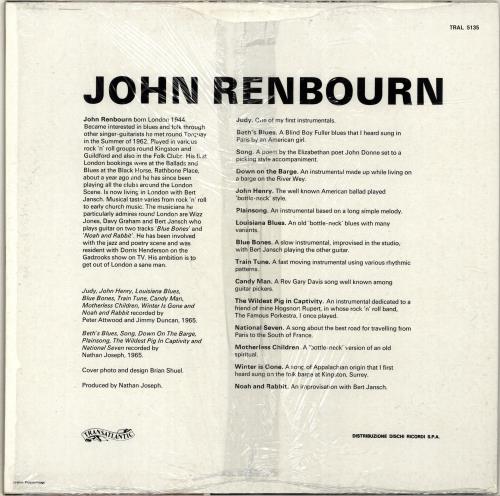 John Renbourn John Renbourn - shrink vinyl LP album (LP record) Italian JRBLPJO693676