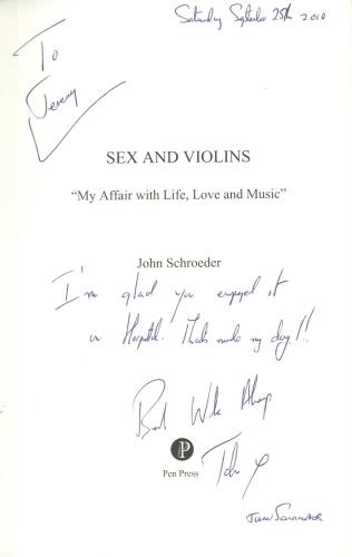 John Schroeder Sex & Violins - Autographed book UK JQPBKSE739668