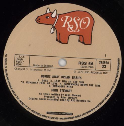 John Stewart Bombs Away Dream Babies - hype sticker vinyl LP album (LP record) UK JSWLPBO858132