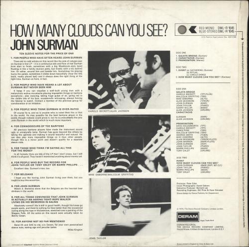 John Surman How Many Clouds Can You See? - 1st vinyl LP album (LP record) UK JDTLPHO702874