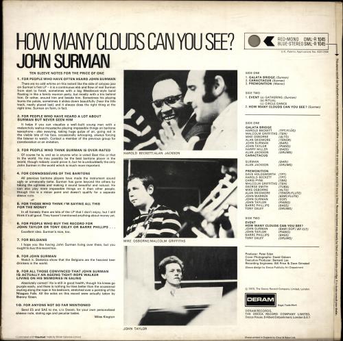 John Surman How Many Clouds Can You See? vinyl LP album (LP record) UK JDTLPHO695538