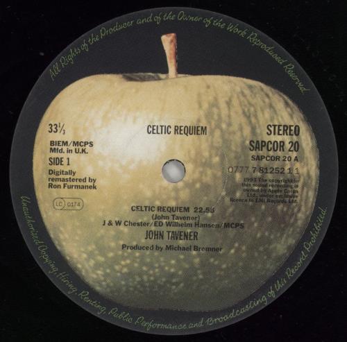 John Tavener Celtic Requiem - VG vinyl LP album (LP record) UK TVRLPCE865983