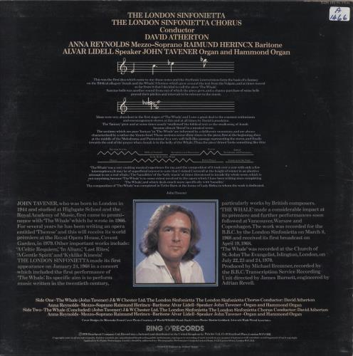 John Tavener The Whale - EX vinyl LP album (LP record) UK TVRLPTH858455