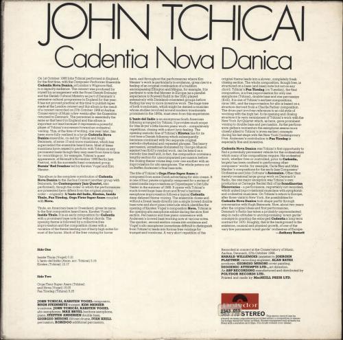 John Tchicai Cadentia Nova Danica vinyl LP album (LP record) UK QXYLPCA702920