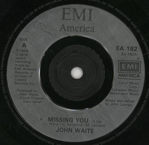 John Waite Missing You 7" vinyl single (7 inch record / 45) UK JWA07MI582830