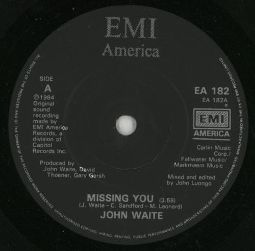 John Waite Missing You 7" vinyl single (7 inch record / 45) UK JWA07MI870079
