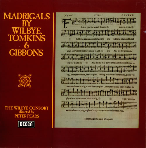 John Wilbye Madrigals by Wilbye, Gibbons and Tomkins vinyl LP album (LP record) UK J5MLPMA532551