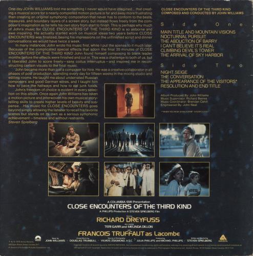 John Williams (Composer) Close Encounters Of The Third Kind vinyl LP album (LP record) UK WIALPCL309086