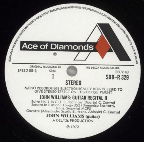 John Williams (Guitarist) Guitar Recital II vinyl LP album (LP record) UK WLALPGU878169