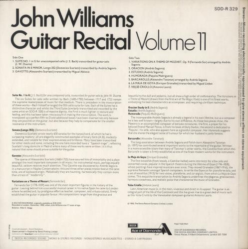 John Williams (Guitarist) Guitar Recital II vinyl LP album (LP record) UK WLALPGU878169
