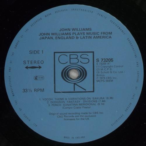 John Williams (Guitarist) Plays Guitar Music From England Japan Brazil Venezuela Argentina & Mexico vinyl LP album (LP record) UK WLALPPL701432