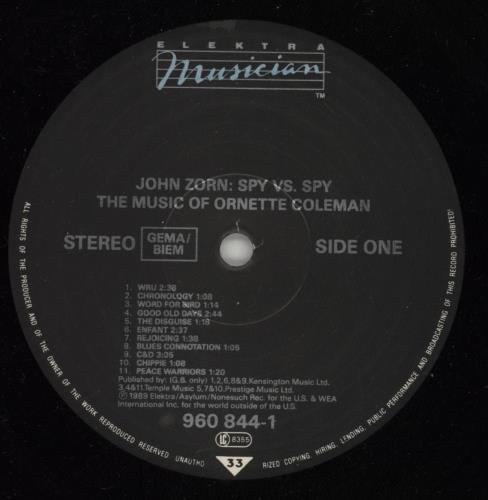 John Zorn Spy Vs. Spy - The Music Of Ornette Coleman + Promo Sticker vinyl LP album (LP record) German J84LPSP870611