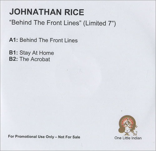 Johnathan Rice Behind The Front Lines CD-R acetate UK JHTCRBE472872