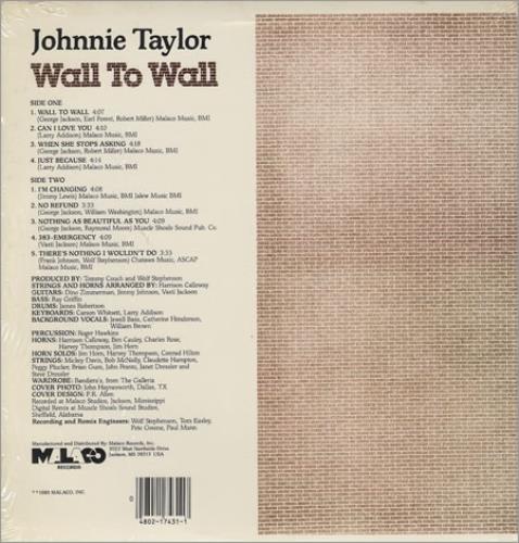 Johnnie Taylor Wall To Wall vinyl LP album (LP record) US JTOLPWA304985