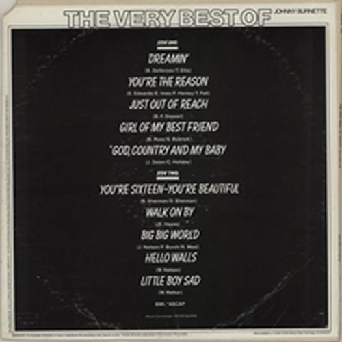 Johnny Burnette The Very Best Of Johnny Burnette vinyl LP album (LP record) US 8JBLPTH758712