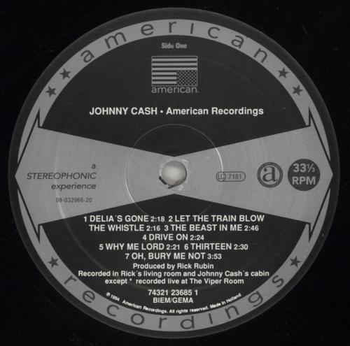 Johnny Cash American Recordings vinyl LP album (LP record) Dutch JCSLPAM884168