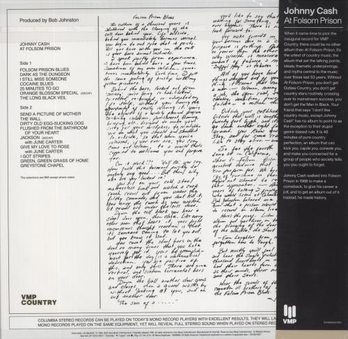 Johnny Cash At Folsom Prison - 180 Gram Tan with Black Swirl vinyl LP album (LP record) US JCSLPAT860144