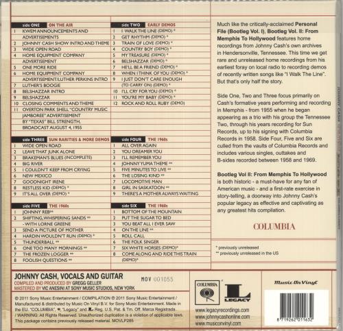 Johnny Cash From Memphis To Hollywood: Bootleg Vol. 2 - 180gm Clear Vinyl + Numbered 3-LP vinyl record set (Triple LP Album) UK JCS3LFR732555