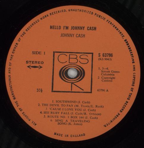 Johnny Cash Hello, I'm Johnny Cash vinyl LP album (LP record) UK JCSLPHE304446
