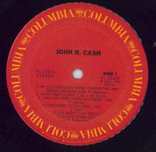 Johnny Cash John R Cash vinyl LP album (LP record) US JCSLPJO831844