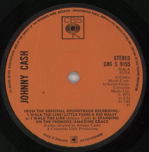 Johnny Cash Little Fauss & Big Halsy & I Walk The Line 7" vinyl single (7 inch record / 45) UK JCS07LI852463