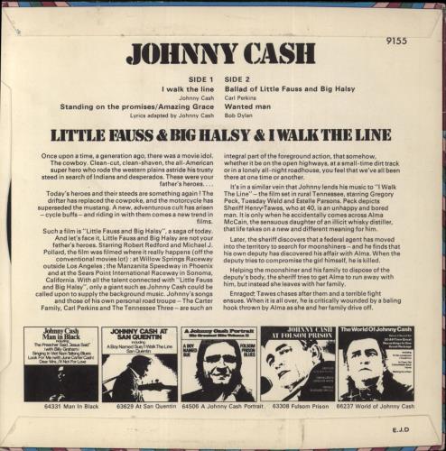 Johnny Cash Little Fauss & Big Halsy & I Walk The Line 7" vinyl single (7 inch record / 45) UK JCS07LI852463